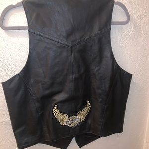 Genuine leather vest with Harley patch